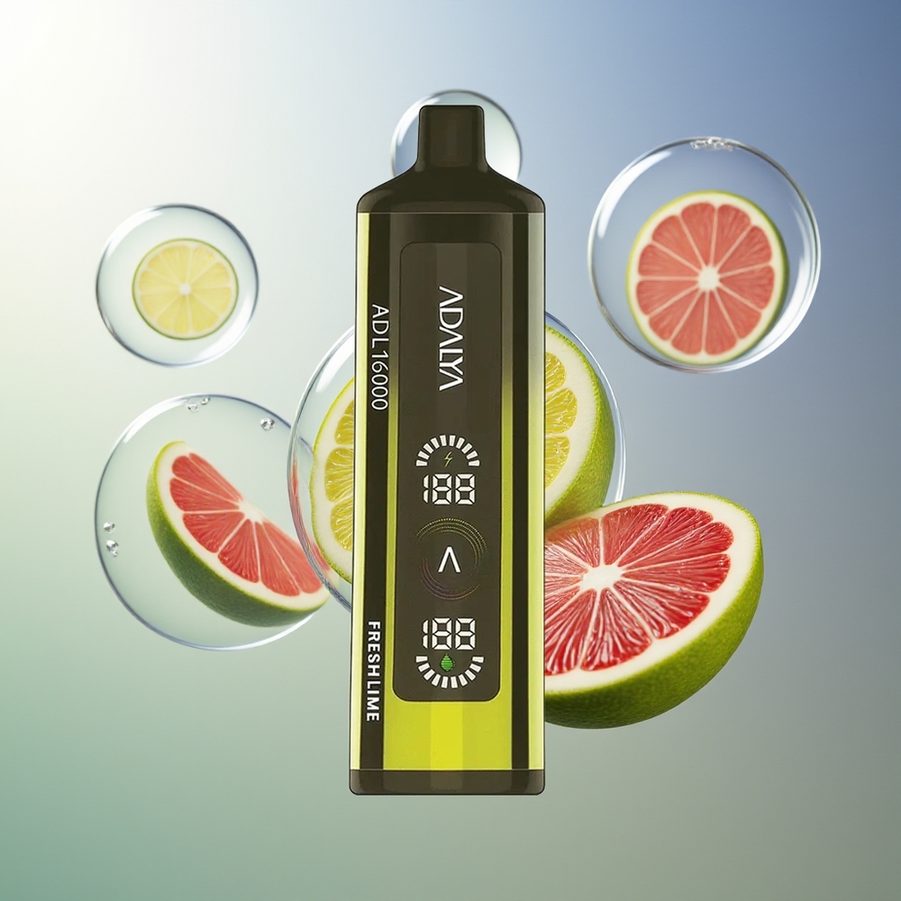 Adalya ADL 16000 PRO Puffs Jednorazowy Vape Świeża Limonka z Cyfrowym Wyświetlaczem