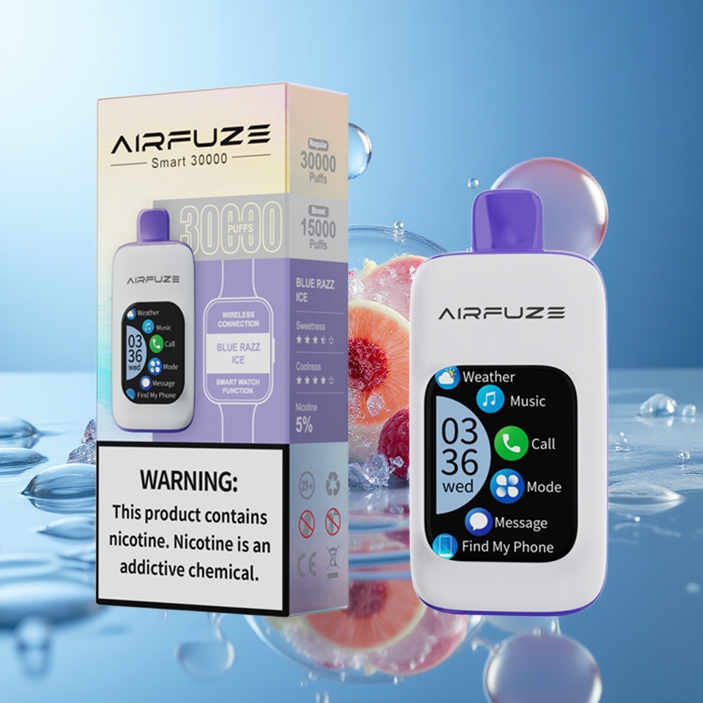 AirFuze Smart 30000 Puffów Jednorazowy Vape Niebieska Malina Lód z Wyświetlaczem TFT