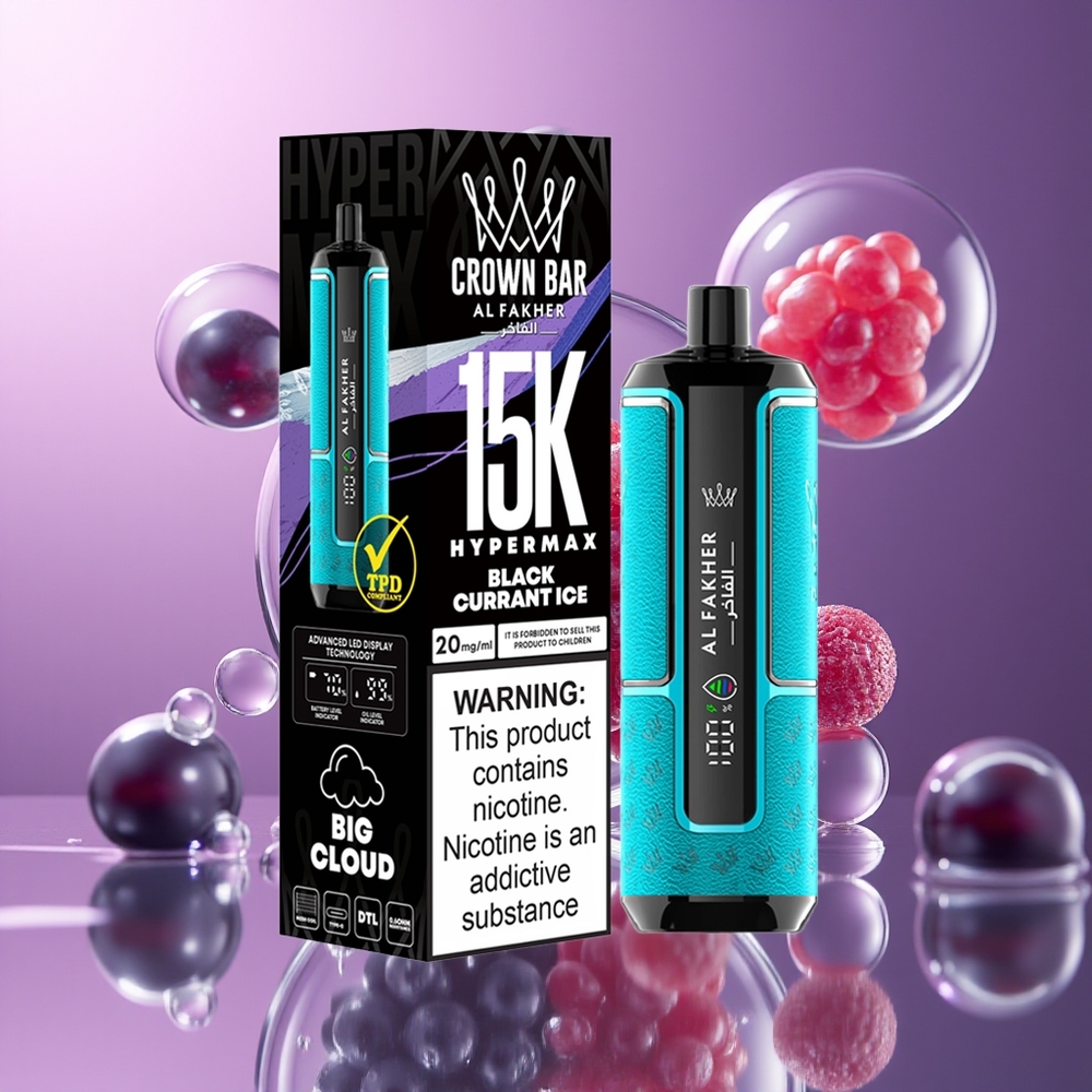 Al Fakher Crown Bar 15K Hypermax 600mAh Jednorazowy Vape Kit Czarna Porzeczka Lód
