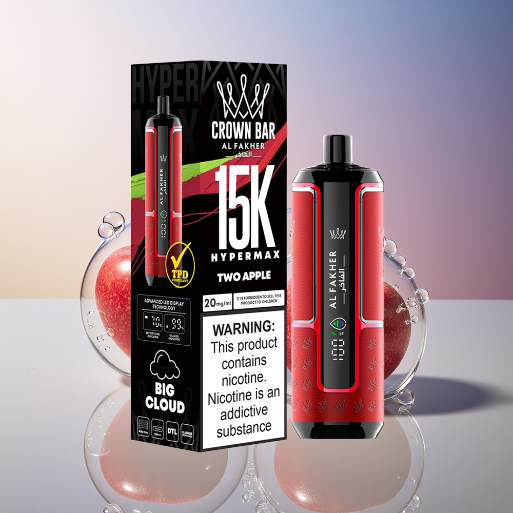 Al Fakher Crown Bar 15K Hypermax Dwu-Jabłkowy Jednorazowy Vape Kit 22ml