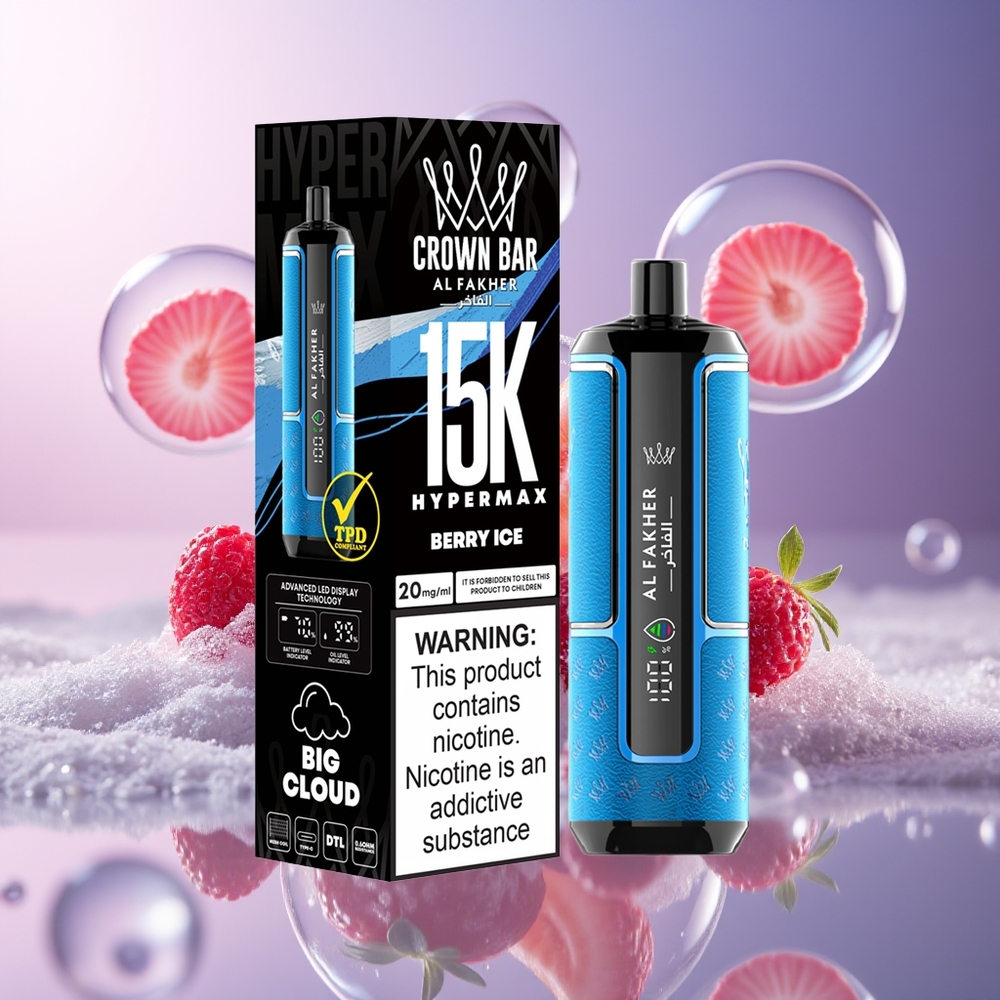 Al Fakher Crown Bar 15K Hypermax Kompakt Jednorazowy Vape Kit Jagodowy Lód