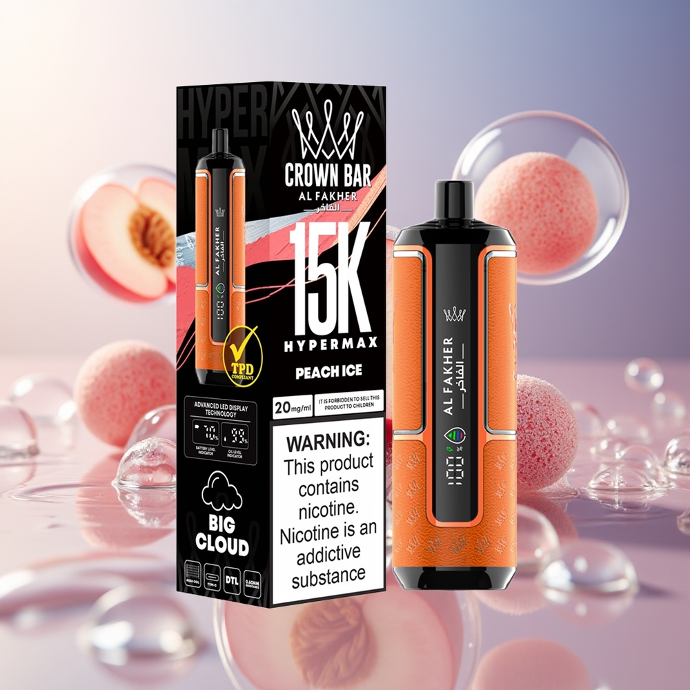 Al Fakher Crown Bar 15K Hypermax Kompaktowy Brzoskwiniowy Lód