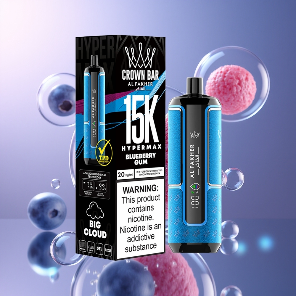 Al Fakher Crown Bar 15K Hypermax Kompaktowy Jednorazowy Vape Kit Jagodowa Guma