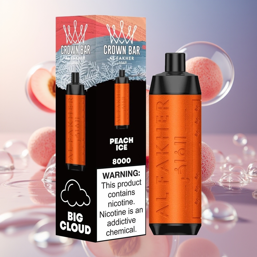 Al Fakher Crown Bar 8000 Crystal Brzoskwinia Lód z 18ml Pojemnością