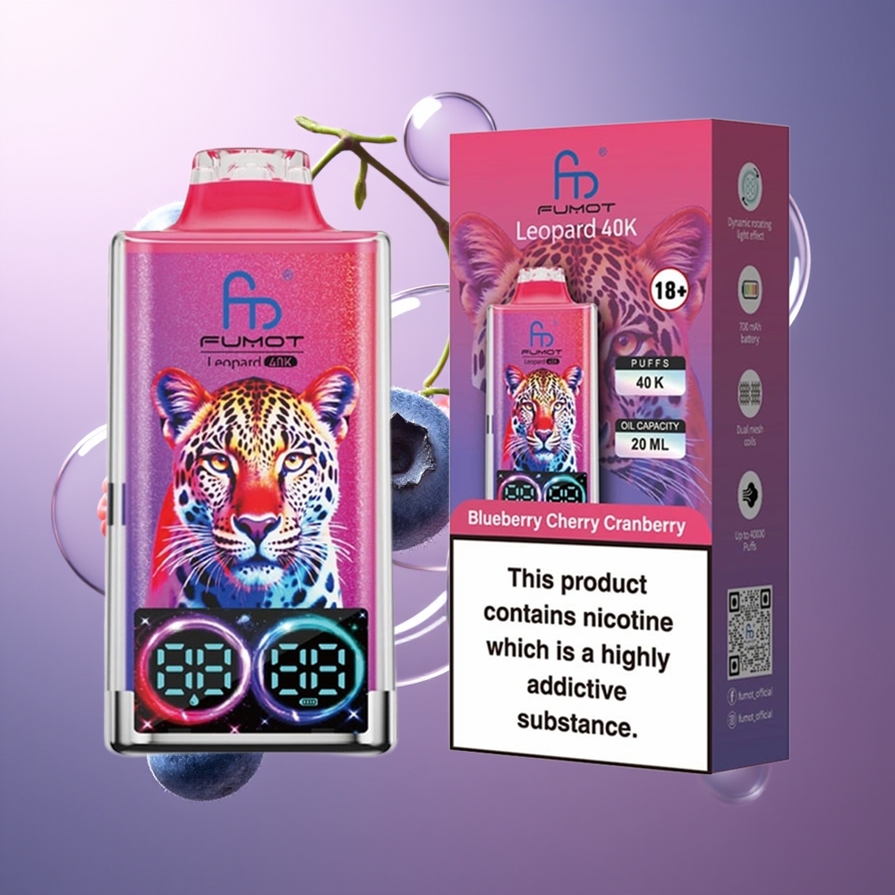 Fumot Leopard 40K Puffs Dual Mesh Jagoda Wiśnia Żurawina