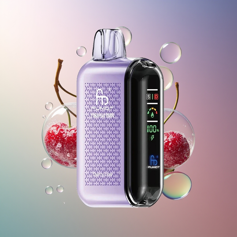 Fumot Tornado 20000 Puffów Wiśnia Lime z Wyświetlaczem