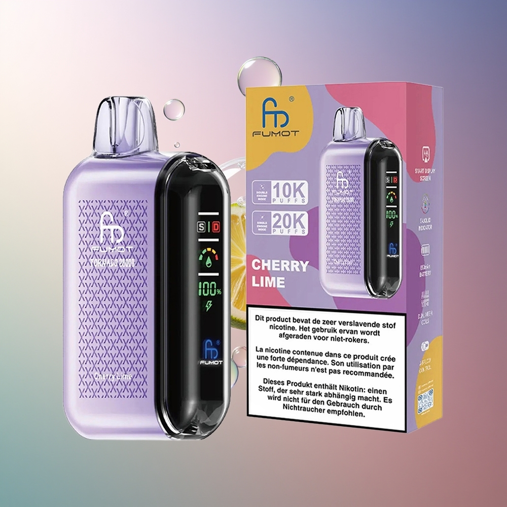 Fumot Tornado 20000 Puffów Wiśnia Lime z Wyświetlaczem