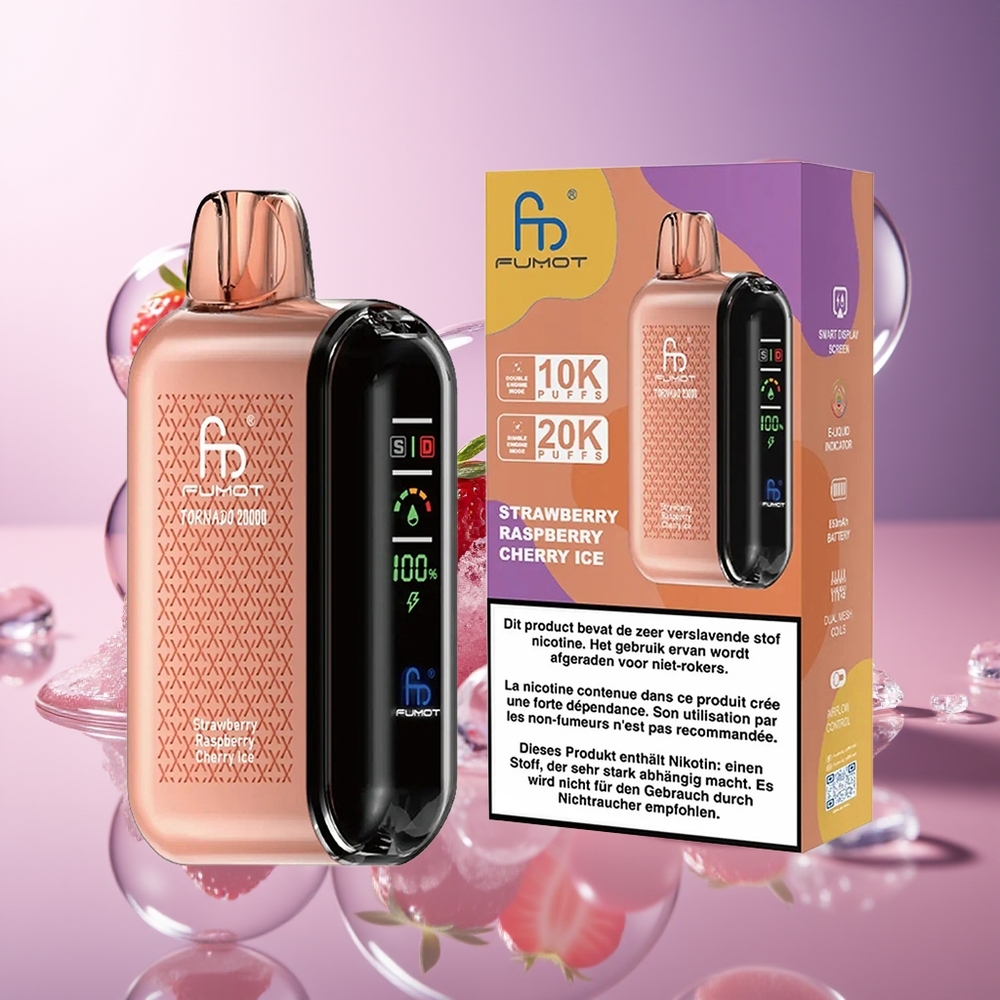 Fumot Tornado 20000 Puffs Dual Mesh Truskawka Malina Wiśnia Lód