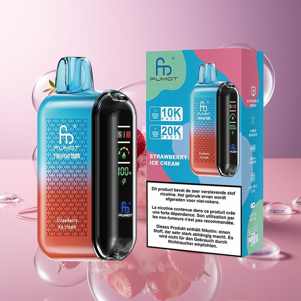 Fumot Tornado 20000 Puffs Smart Display Truskawkowy Lód