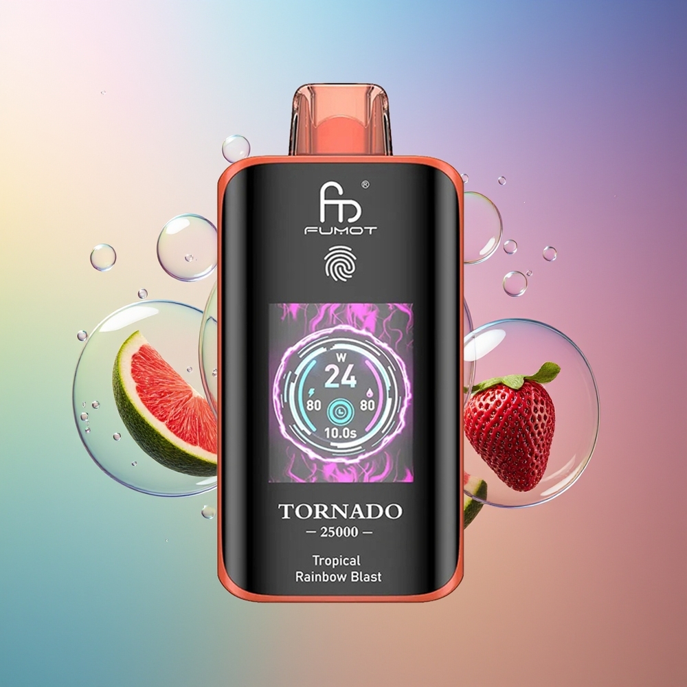 Fumot Tornado 25000 Puffs z Ekranem HD Tęczowa Owocowa Eksplozja