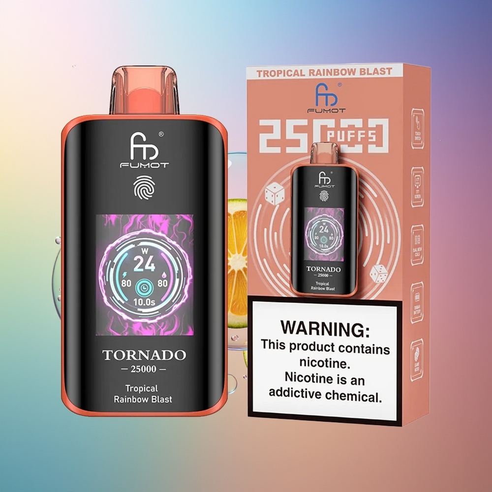 Fumot Tornado 25000 Puffs z Ekranem HD Tęczowa Owocowa Eksplozja