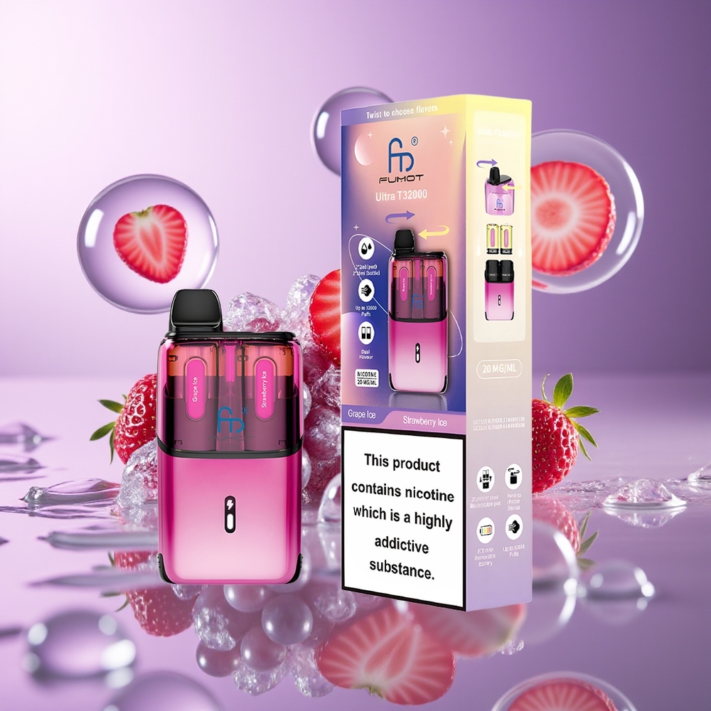 Fumot Ultra T32000 Podwójna Mrożona Winorośl - Mrożona Truskawka z 24ml Pojemnością