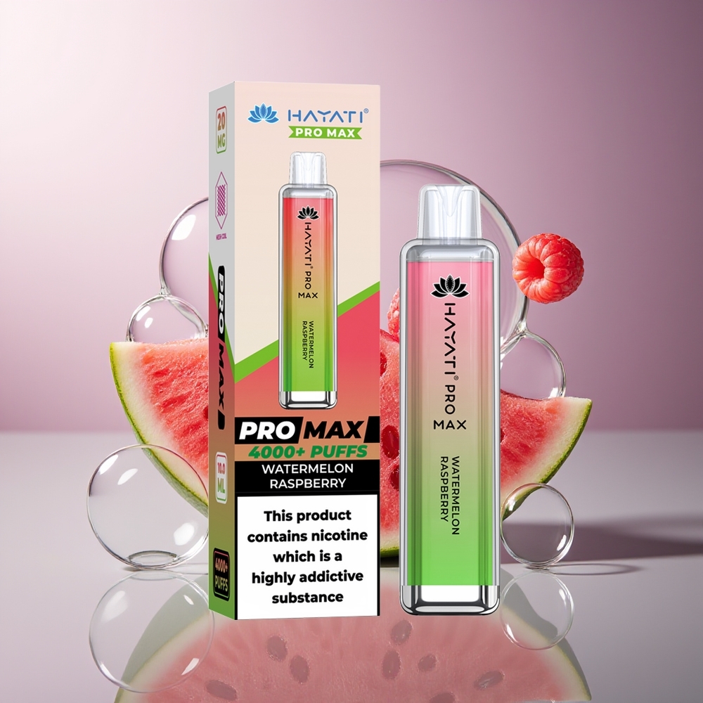 Hayati Pro Max 4000 Puffs Jednorazowy Vape Arbuz Malina Dual 1.1 Ohm Mesh Coil