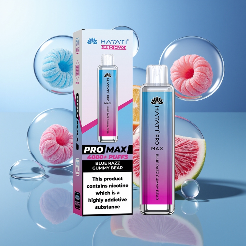 Hayati Pro Max 4000 Puffs Jednorazowy Vape Blue Razz Gummy Bear Ładowany
