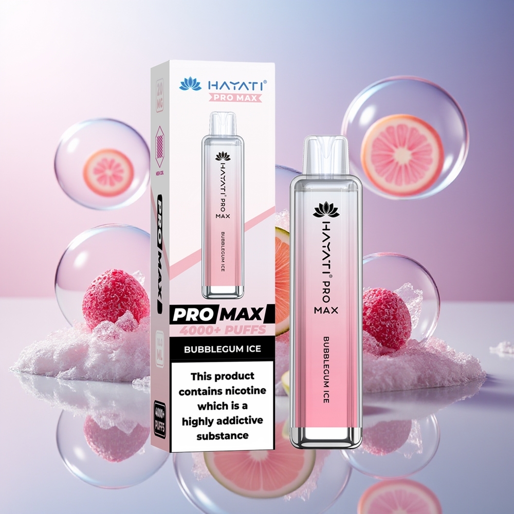 Hayati Pro Max 4000 Puffs Jednorazowy Vape Bubblegum Ice z Ładowaniem