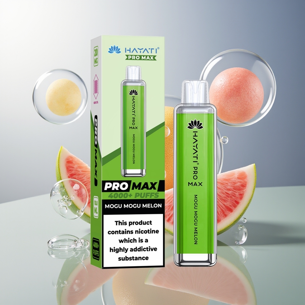 Hayati Pro Max 4000 Puffs Jednorazowy Vape Mogu Mogu Melon Ładowalna Bateria