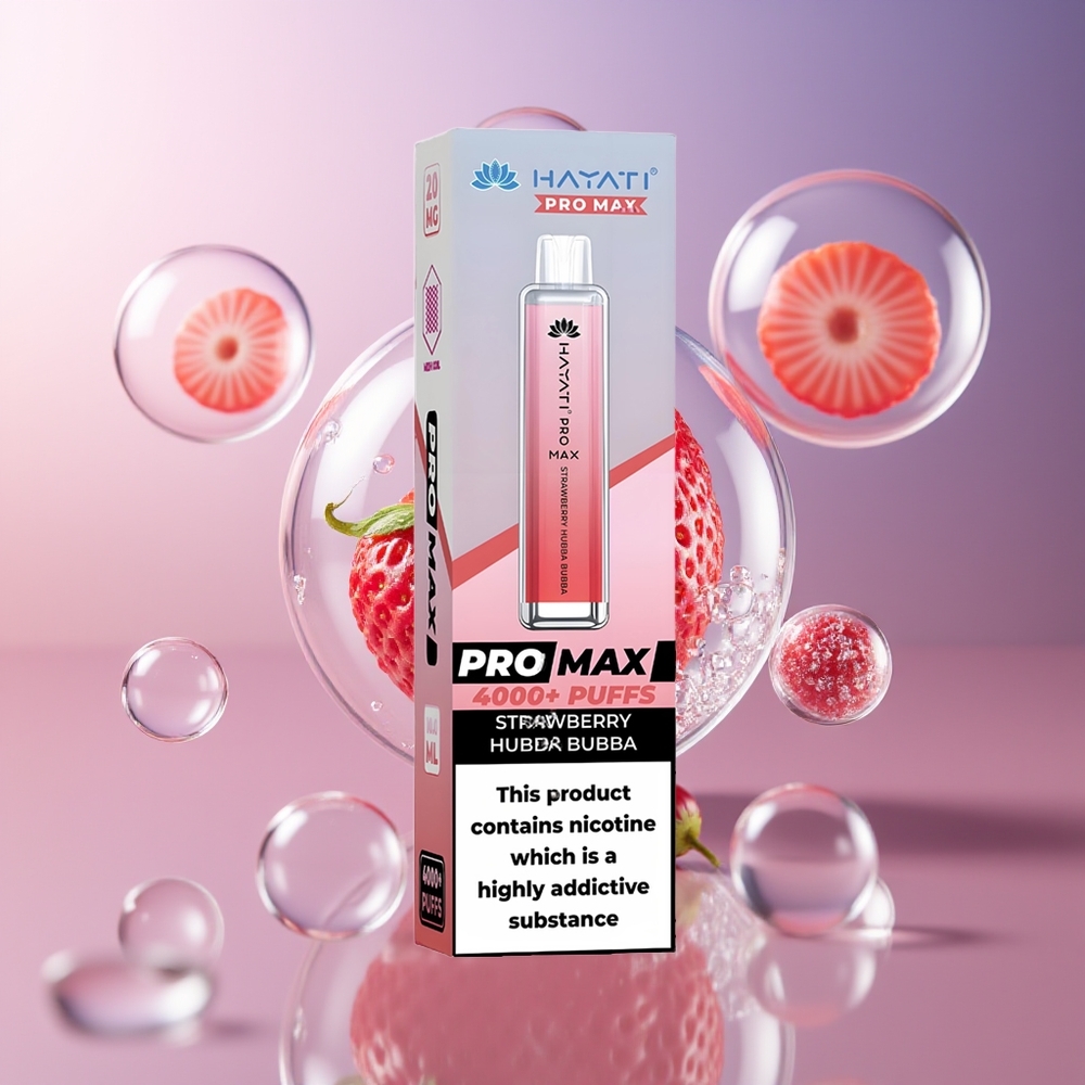 Hayati Pro Max 4000 Puffs Jednorazowy Vape Truskawka Hubba Bubba z LED