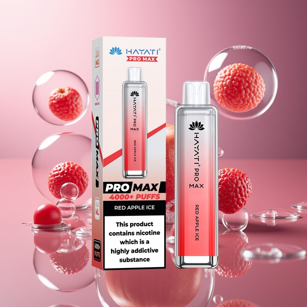 Hayati Pro Max 4000 Puffs Ładowalna Czerwone Jabłko Lód