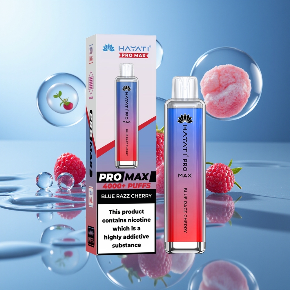 Hayati Pro Max 4000 Puffs Ładowalna Miętowa Wiśnia Niebieska