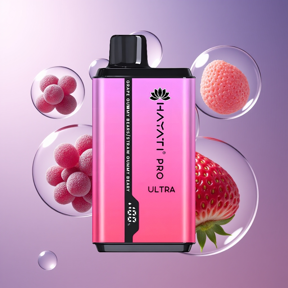 Hayati Pro Ultra 15000 Puffs 49 Smaków Jednorazowy Vape Gumi Grape Gumi Strawberry