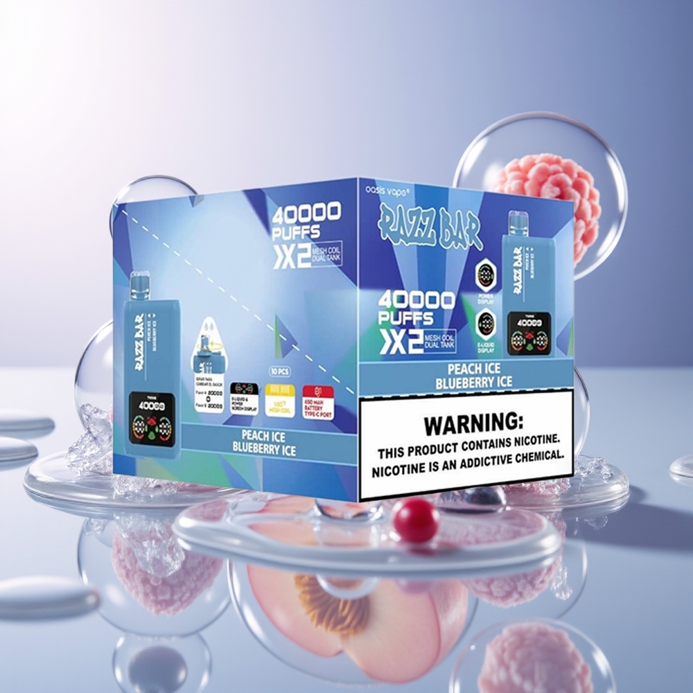 Razz Bar 40000 Puffs 1.0Ohm 2 Brzoskwiniowy Lód - Jagodowy Lód