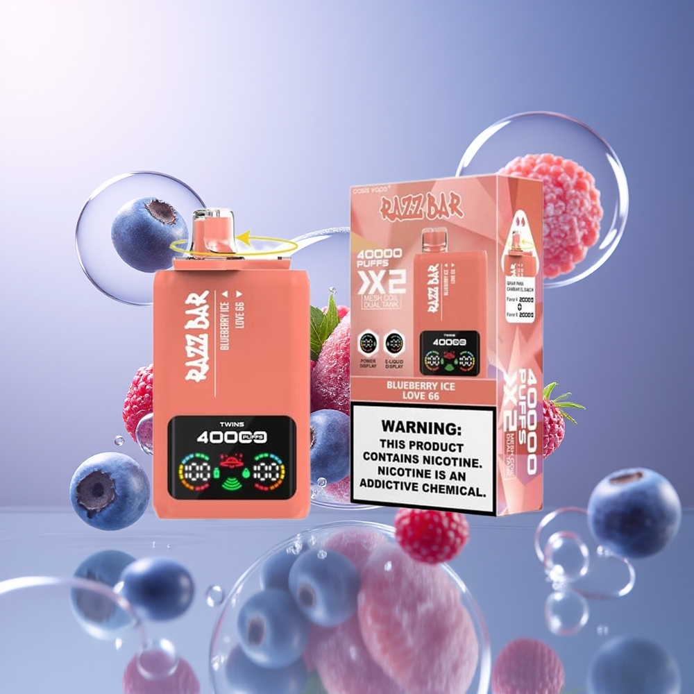 Razz Bar 40000 Puffs 1.0Ohm 2 Mesh Borówka Lód - Love 66