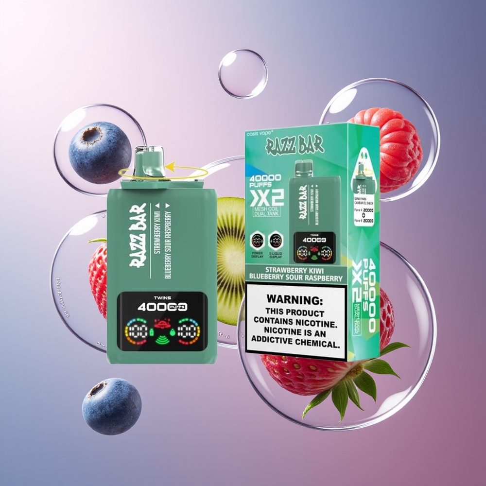 Razz Bar 40000 Puffs 5% Nikotyny Truskawka Kiwi - Jagoda Kwaśna Malina