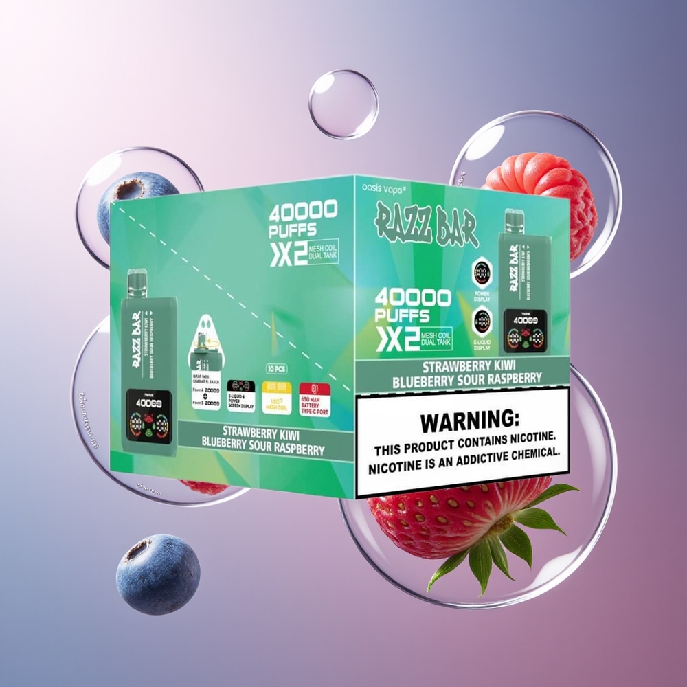 Razz Bar 40000 Puffs 5% Nikotyny Truskawka Kiwi - Jagoda Kwaśna Malina