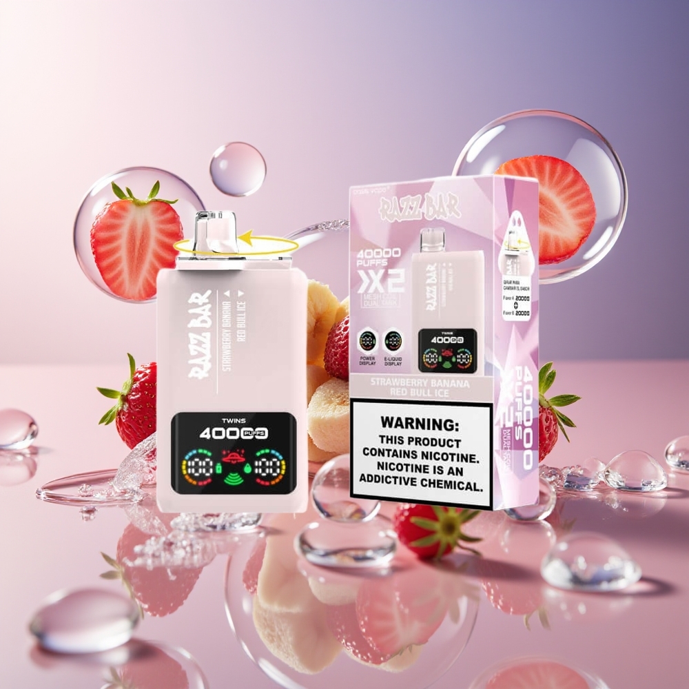 Razz Bar 40000 Puffs Truskawka-Banana - Red Bull Ice Wyświetlacz Mocy