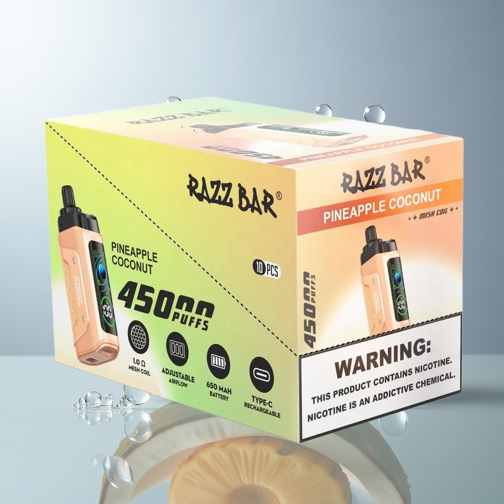 Razz Bar 45000 Puffów Jednorazowy Wap Ananas Kokos Adjustable Airflow