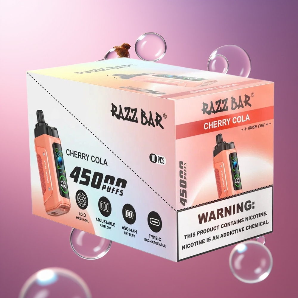 Razz Bar 45000 Puffs Wiśnie Cola z Regulacją Przepływu Powietrza