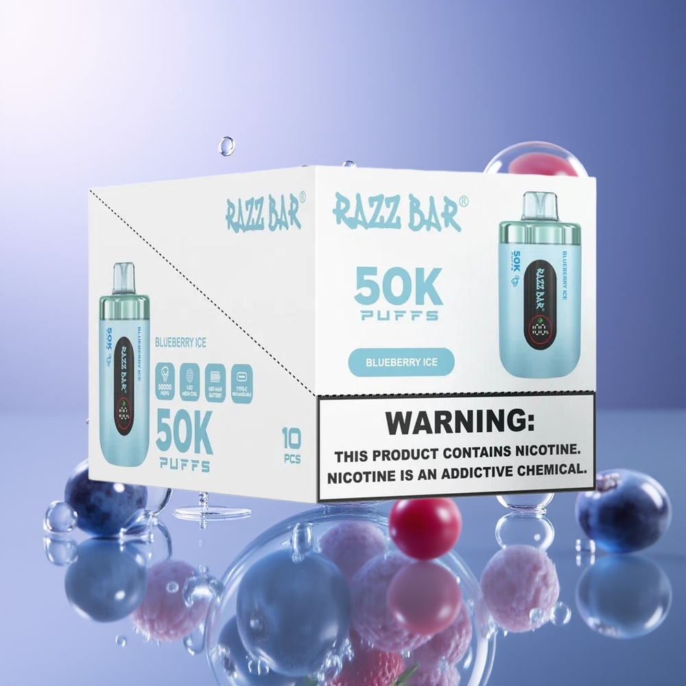 Razz Bar 50K Puffs 1.0 Ohm Borówka Lód