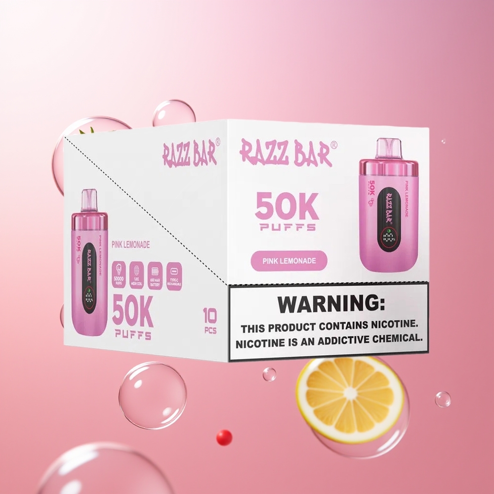 Razz Bar 50K Puffs 650 Mah Cytrynowy Różowy