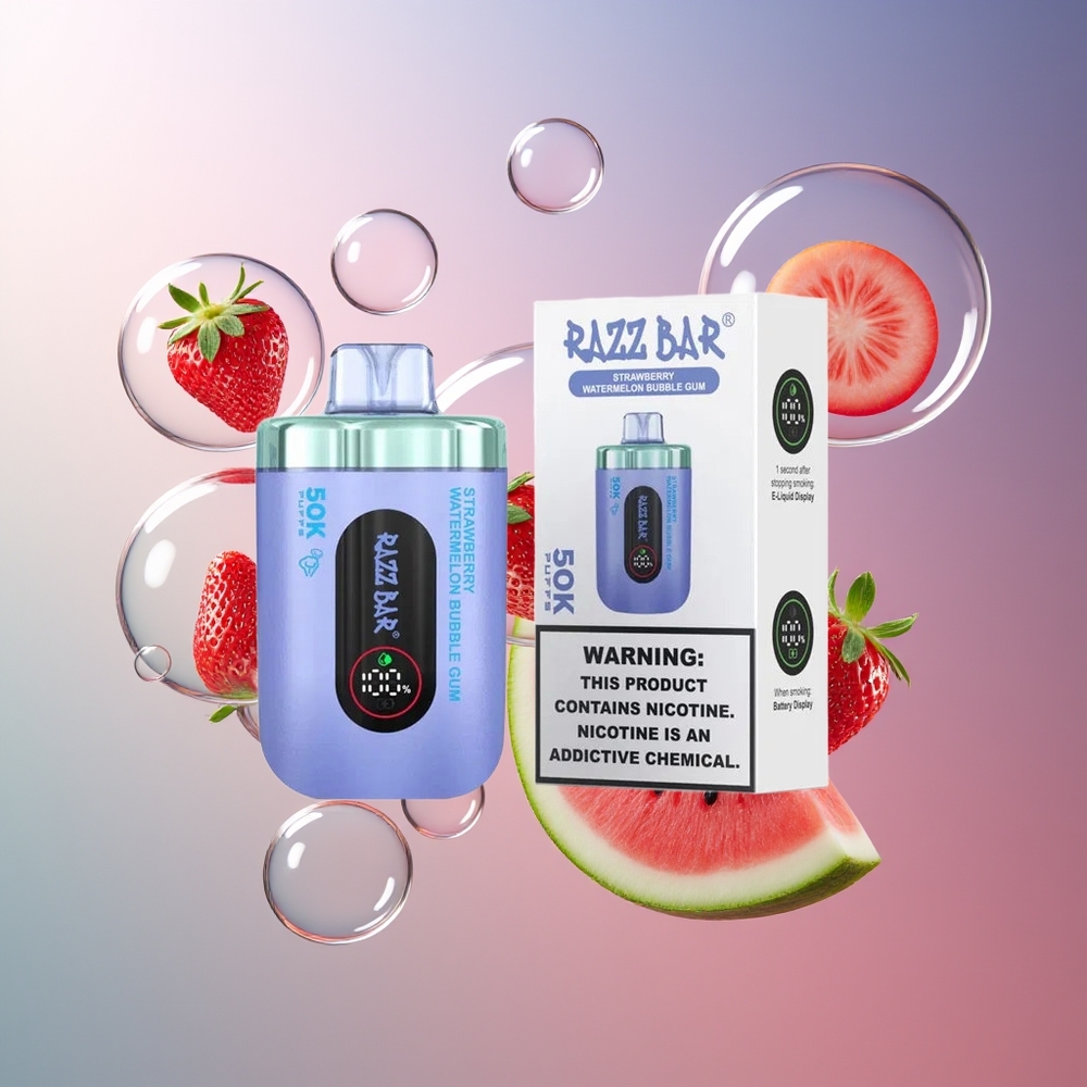 Razz Bar 50K Puffs Truskawka Arbuzowa Guma Balonowa Typ-C