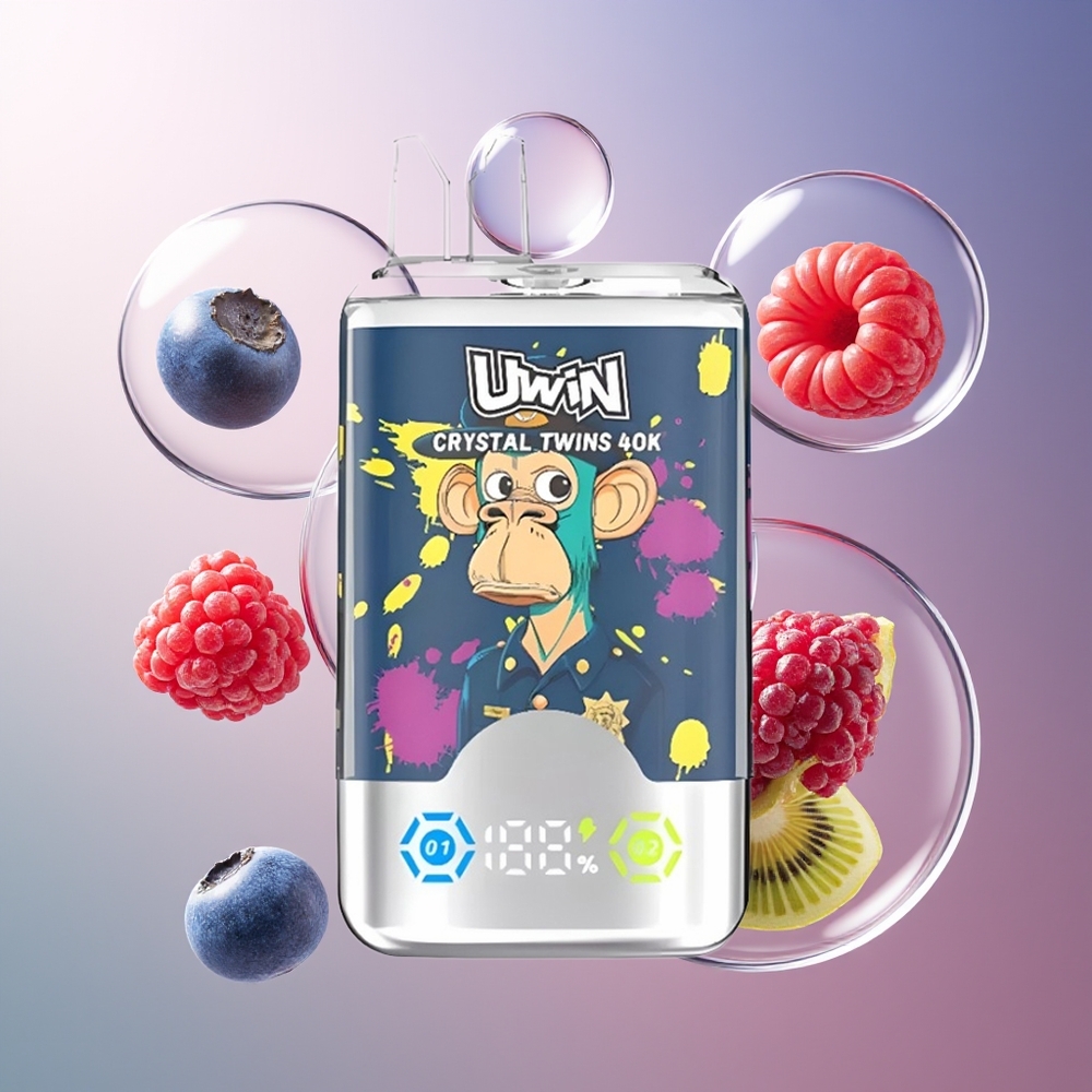 Uwin Crystal Twins 40000 Puffs 32ml Kiwi Passion Fruit Guava Blueberry Malina