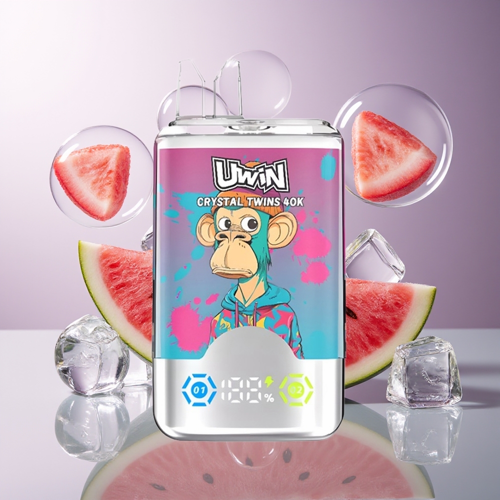 Uwin Crystal Twins 40000 Puffs Podwójny Smak Arbuz Lód Mieszane Jagody