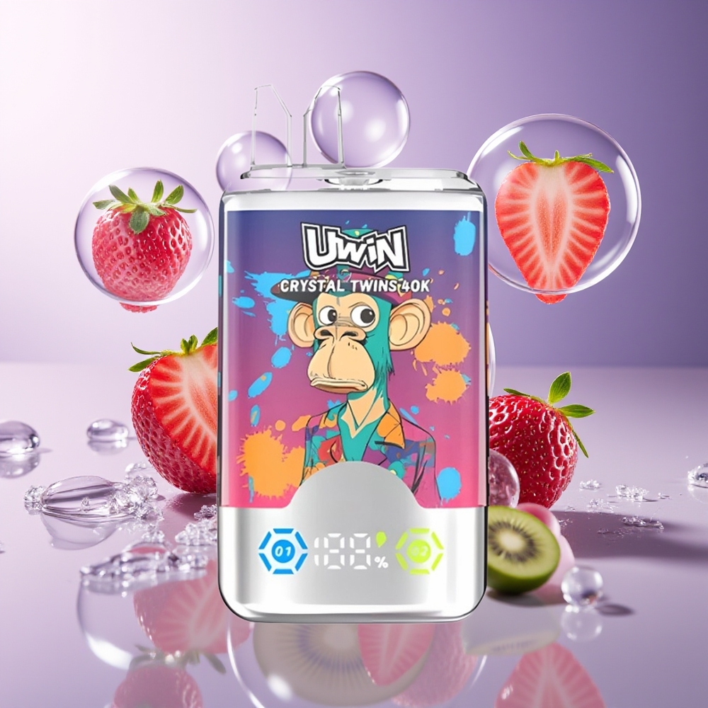 Uwin Crystal Twins 40000 Puffs Podwójny Smak Truskawka Kiwi Lód Winogronowy